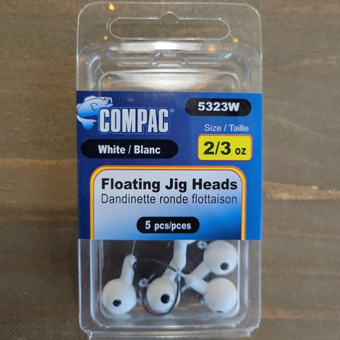 🍁COMPAC Floating Jig Heads White #2 hook 5/pk