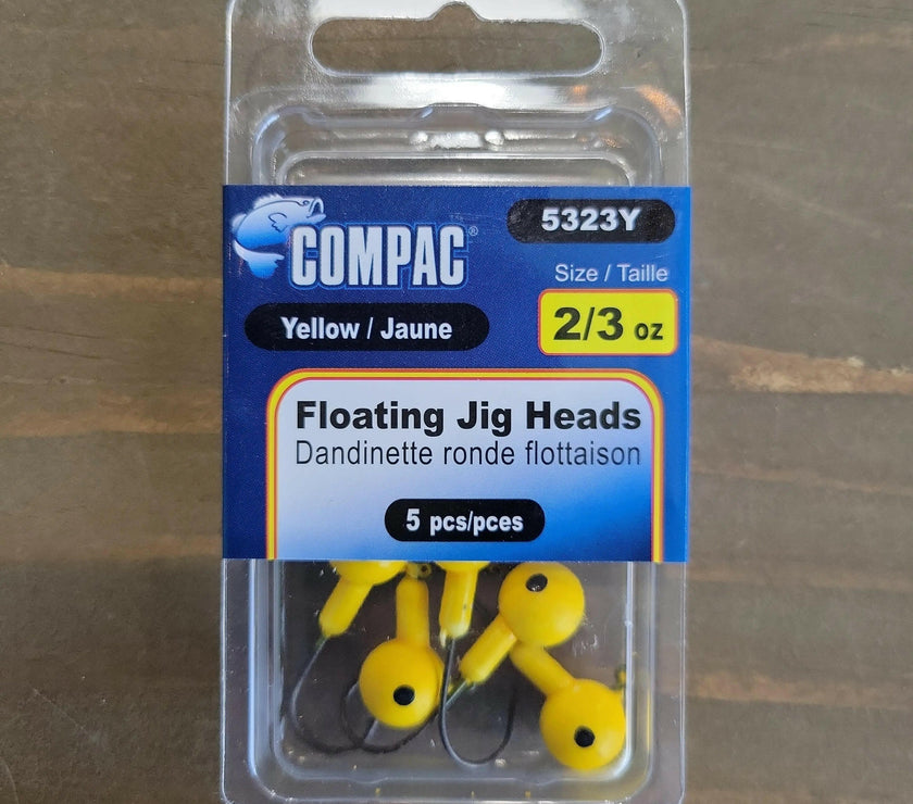 🍁COMPAC Floating Jig Heads Yellow #2 hook 5/pk
