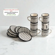  Palestinian Kuffia Coffee Cups (Cylinder Set of 6) 6x6x7 cm Watany Palestinian Products Ceramics art-noise.myshopify.com palestinian-kuffia-coffee-cups-cylinder-set-of-6-6x6x7-cm