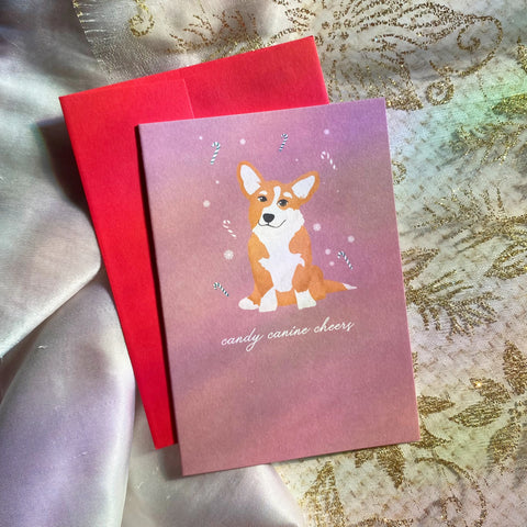  Candy Canine Dog | Corgi | Mini Greeting Card Cheeky Peach Designs Cards art-noise.myshopify.com candy-canine-dog-corgi-mini-greeting-card