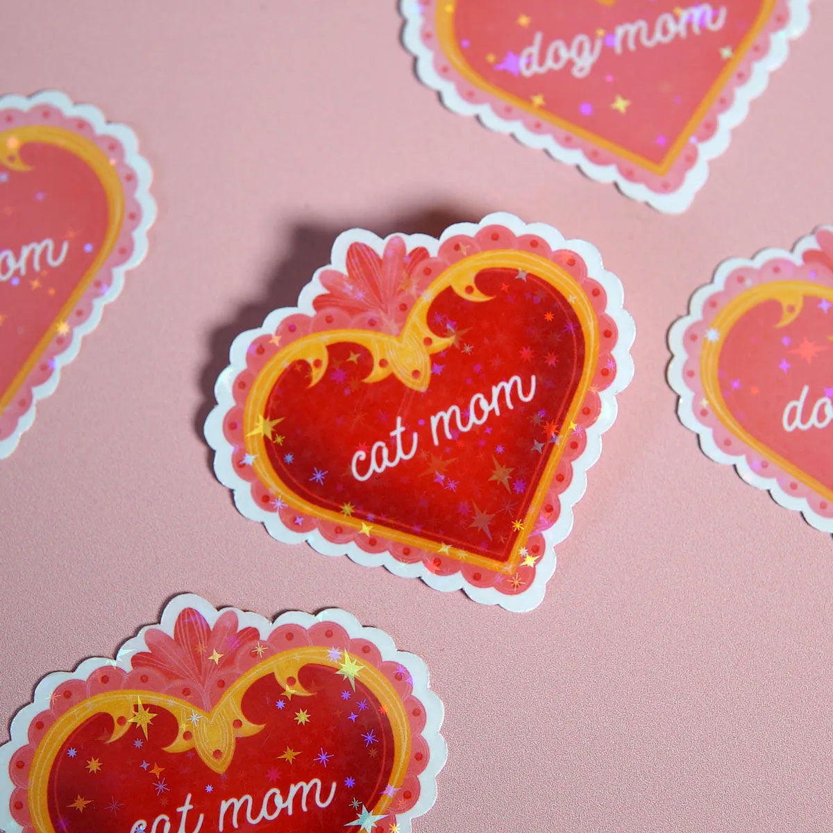  Purrfect Cat Mom Heart Sticker Cheeky Peach Designs Sticker art-noise.myshopify.com purrfect-cat-mom-heart-sticker