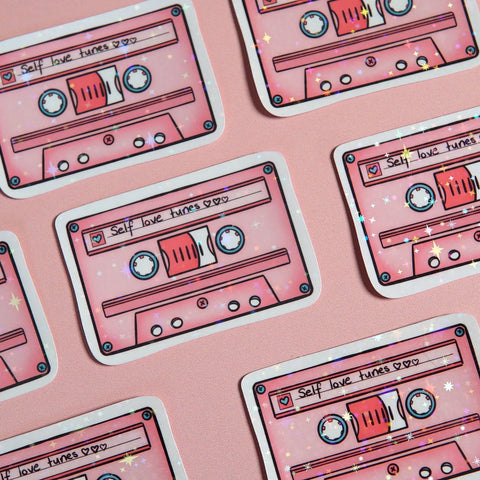  Self Love Tunes 90’s Cassette Sticker Cheeky Peach Designs Sticker art-noise.myshopify.com self-love-tunes-90-s-cassette-sticker
