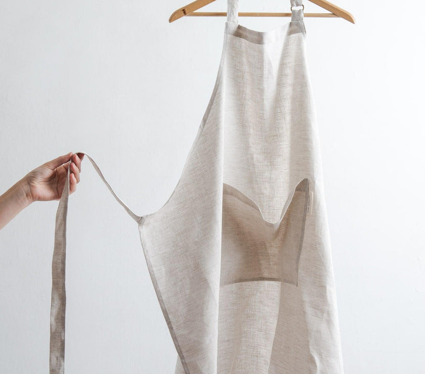 Adjustable Linen Apron - Oatmeal