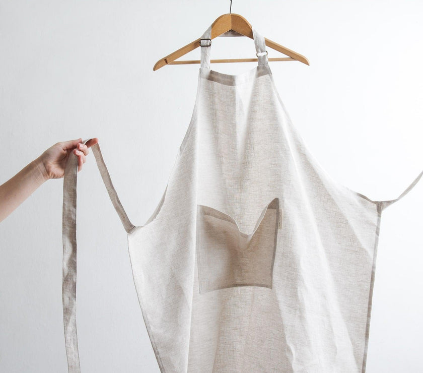 Adjustable Linen Apron - Oatmeal