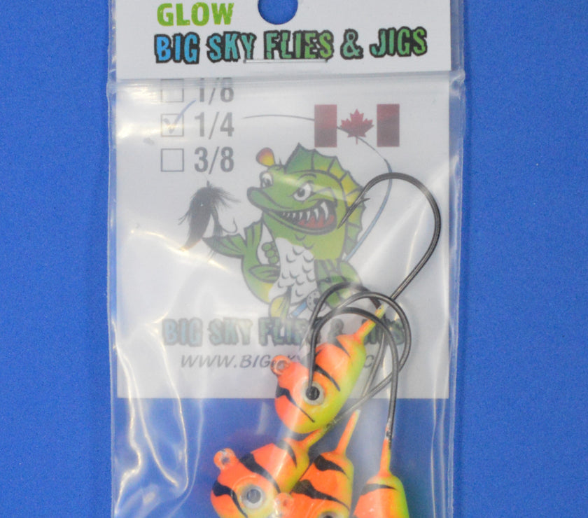 🍁Big Sky Deluxe KnockOut 1/4oz Glow Jigs 4/pack