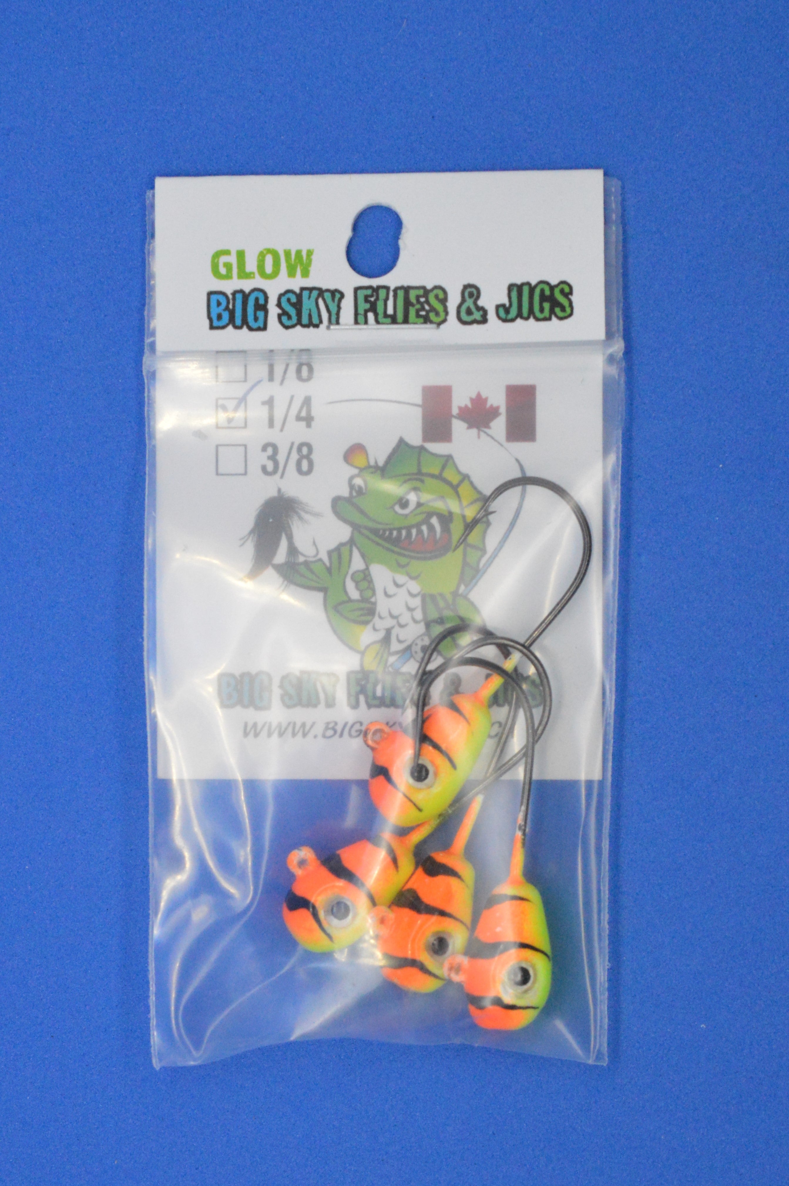 🍁Big Sky Deluxe KnockOut 1/4oz Glow Jigs 4/pack Stony Tackle Shack Fishing Hooks art-noise.myshopify.com big-sky-deluxe-knockout-1-4oz-glow-jigs-4-pack-2