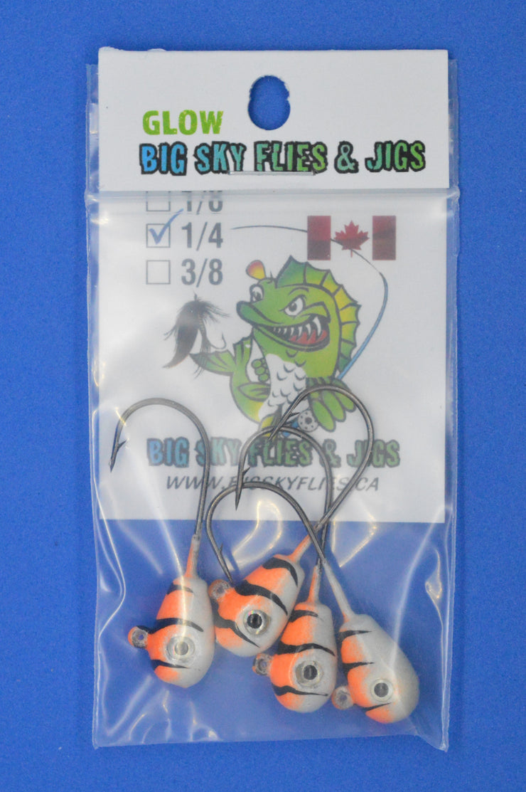 🍁Big Sky Deluxe KnockOut 1/4oz Glow Jigs 4/pack