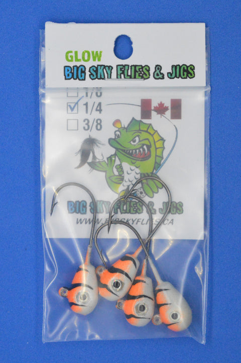 🍁Big Sky Deluxe KnockOut 1/4oz Glow Jigs 4/pack