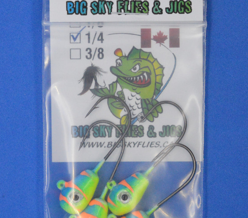 🍁Big Sky Deluxe KnockOut 1/4oz Glow Jigs 4/pack