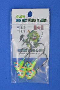 🍁Big Sky Deluxe KnockOut 1/4oz Glow Jigs 4/pack