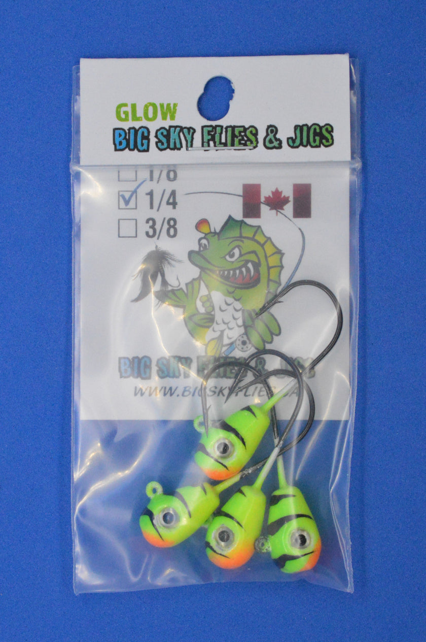🍁Big Sky Deluxe KnockOut 1/4oz Glow Jigs 4/pack