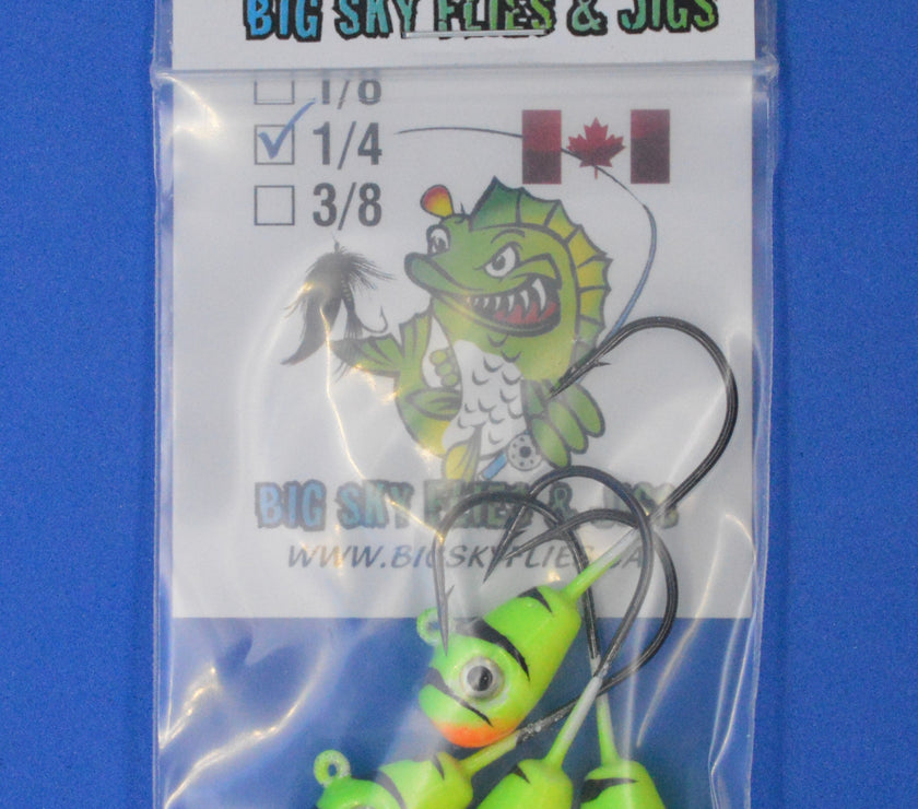 🍁Big Sky Deluxe KnockOut 1/4oz Glow Jigs 4/pack