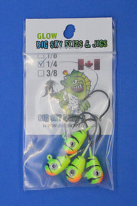 🍁Big Sky Deluxe KnockOut 1/4oz Glow Jigs 4/pack