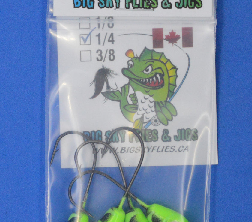 🍁Big Sky Deluxe KnockOut 1/4oz Glow Jigs 4/pack