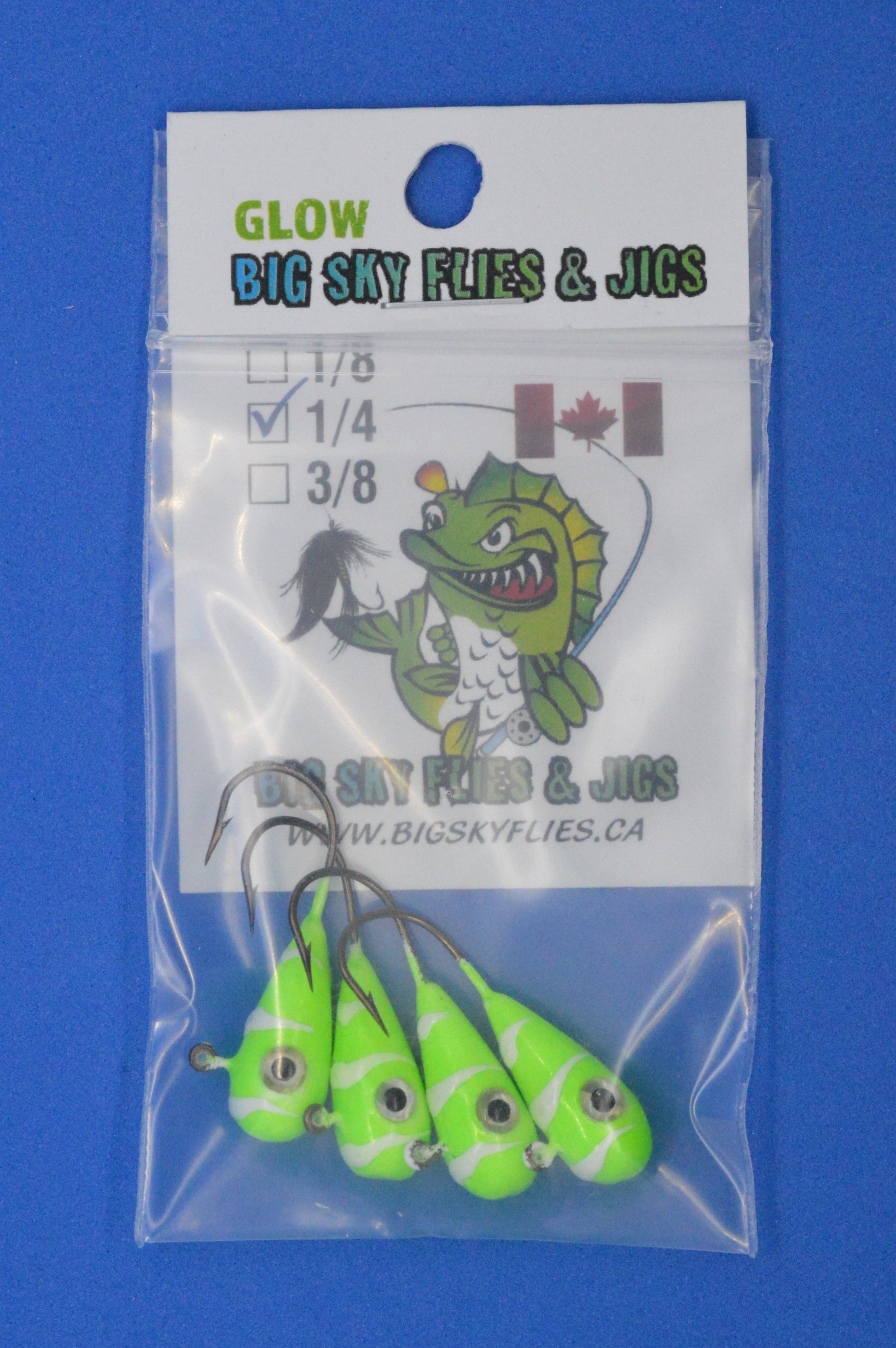 🍁Big Sky Kaleidoscope 1/4oz Glow Jigs 4/pack Stony Tackle Shack Fishing Hooks art-noise.myshopify.com big-sky-kaleidoscope-1-4oz-glow-jigs-4-pack-2