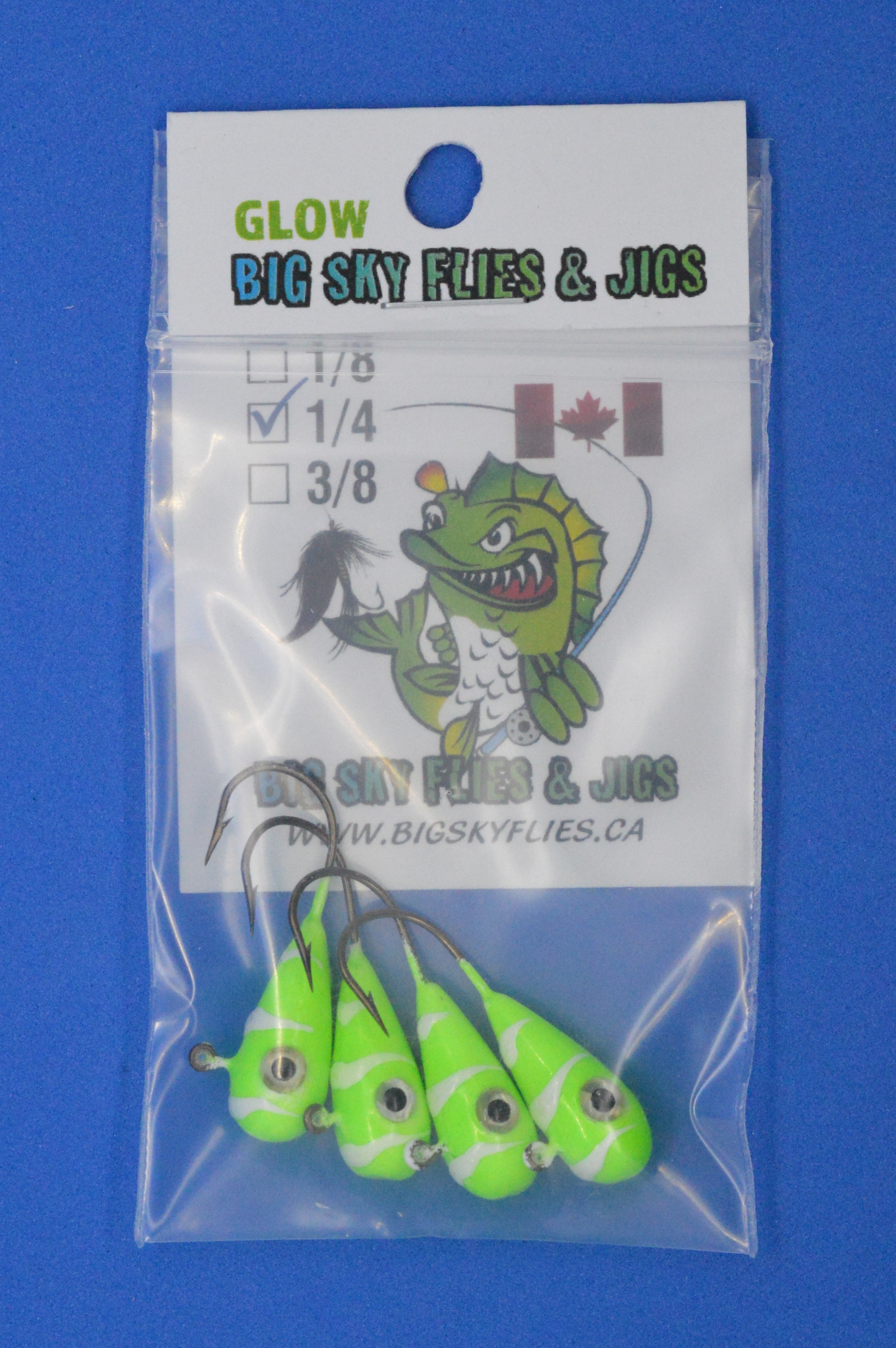 🍁Big Sky Kaleidoscope 1/4oz Glow Jigs 4/pack Stony Tackle Shack Fishing Hooks art-noise.myshopify.com big-sky-kaleidoscope-1-4oz-glow-jigs-4-pack-2