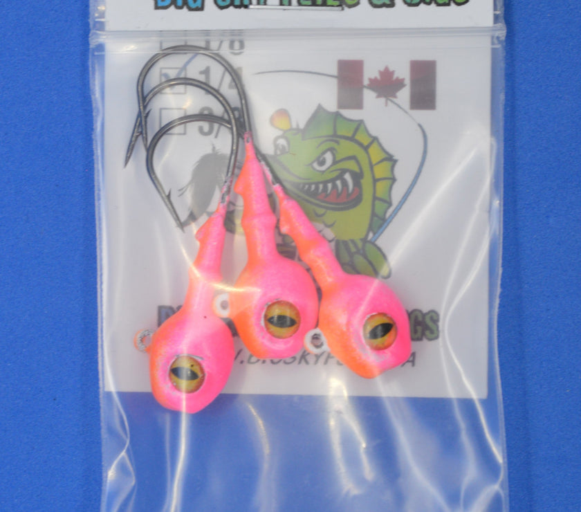 🍁Big Sky Snake Eye 1/4oz Glow Jigs 3/pack