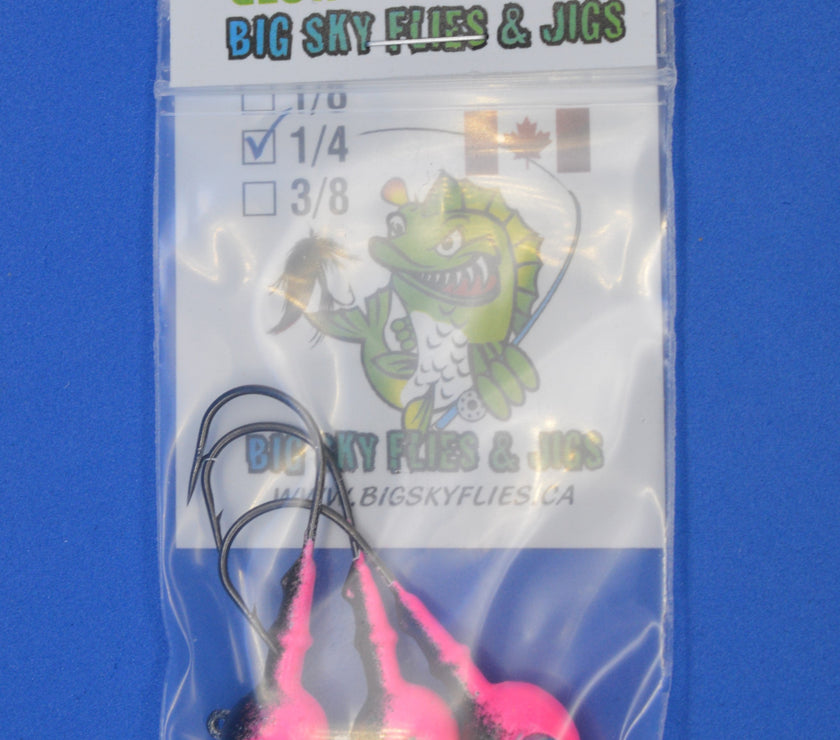 🍁Big Sky Snake Eye 1/4oz Glow Jigs 3/pack