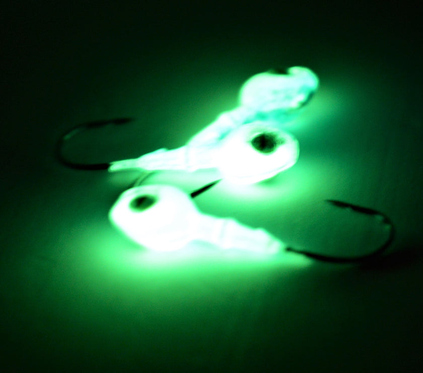 🍁Big Sky Snake Eye 1/4oz Glow Jigs 3/pack