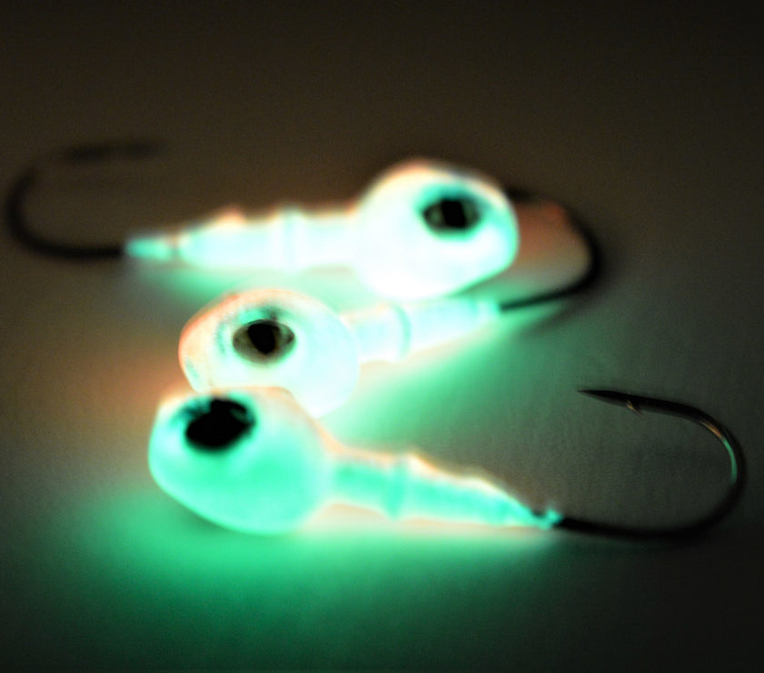 🍁Big Sky Snake Eye 1/4oz Glow Jigs 3/pack
