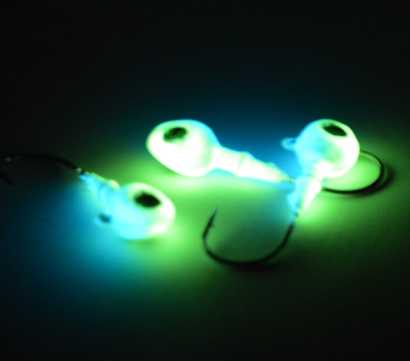 🍁Big Sky Snake Eye 1/4oz Glow Jigs 3/pack
