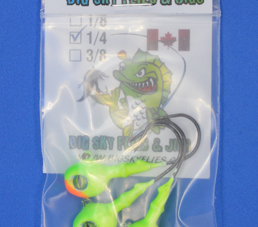 🍁Big Sky Snake Eye 1/4oz Glow Jigs 3/pack