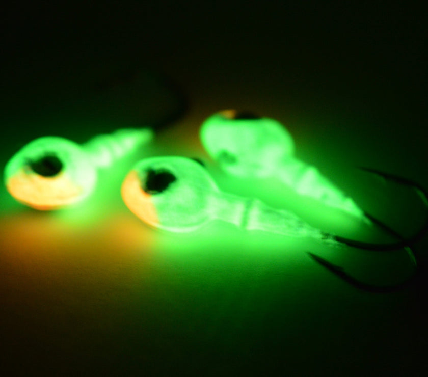 🍁Big Sky Snake Eye 1/4oz Glow Jigs 3/pack