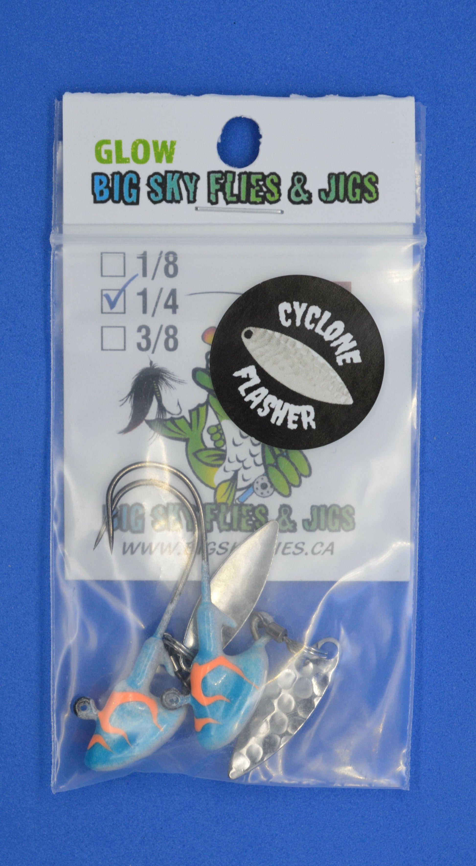 🍁Big Sky Deluxe Cyclone Glow Jigs 1/4oz 2/pack Stony Tackle Shack Fishing Hooks art-noise.myshopify.com big-sky-deluxe-cyclone-glow-jigs-1-4oz-2-pack-3