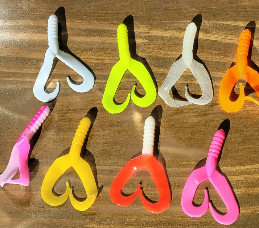 🍁Double Tail 3" Jig Body, Assorted Colors