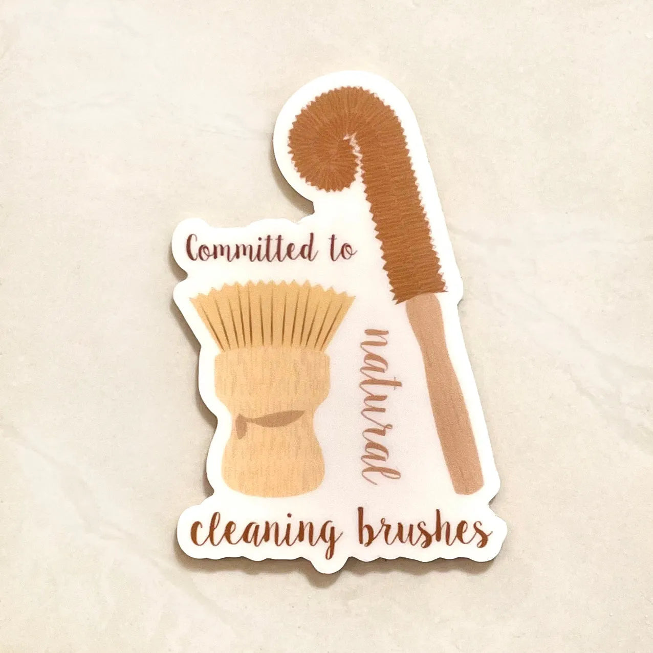  "Committed to Natural Cleaning Brushes" Sticker Eco Beige Decorative Stickers art-noise.myshopify.com committed-to-natural-cleaning-brushes-sticker