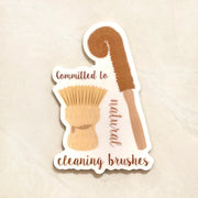  "Committed to Natural Cleaning Brushes" Sticker Eco Beige Decorative Stickers art-noise.myshopify.com committed-to-natural-cleaning-brushes-sticker