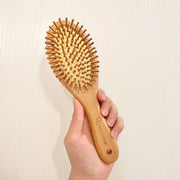  Cushioned Bamboo Hair Brush- Oval Mini Eco Beige Hair Brush art-noise.myshopify.com cushioned-bamboo-hair-brush-oval-mini