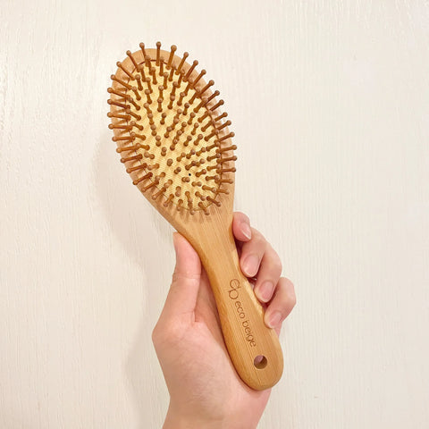  Cushioned Bamboo Hair Brush- Oval Mini Eco Beige Hair Brush art-noise.myshopify.com cushioned-bamboo-hair-brush-oval-mini