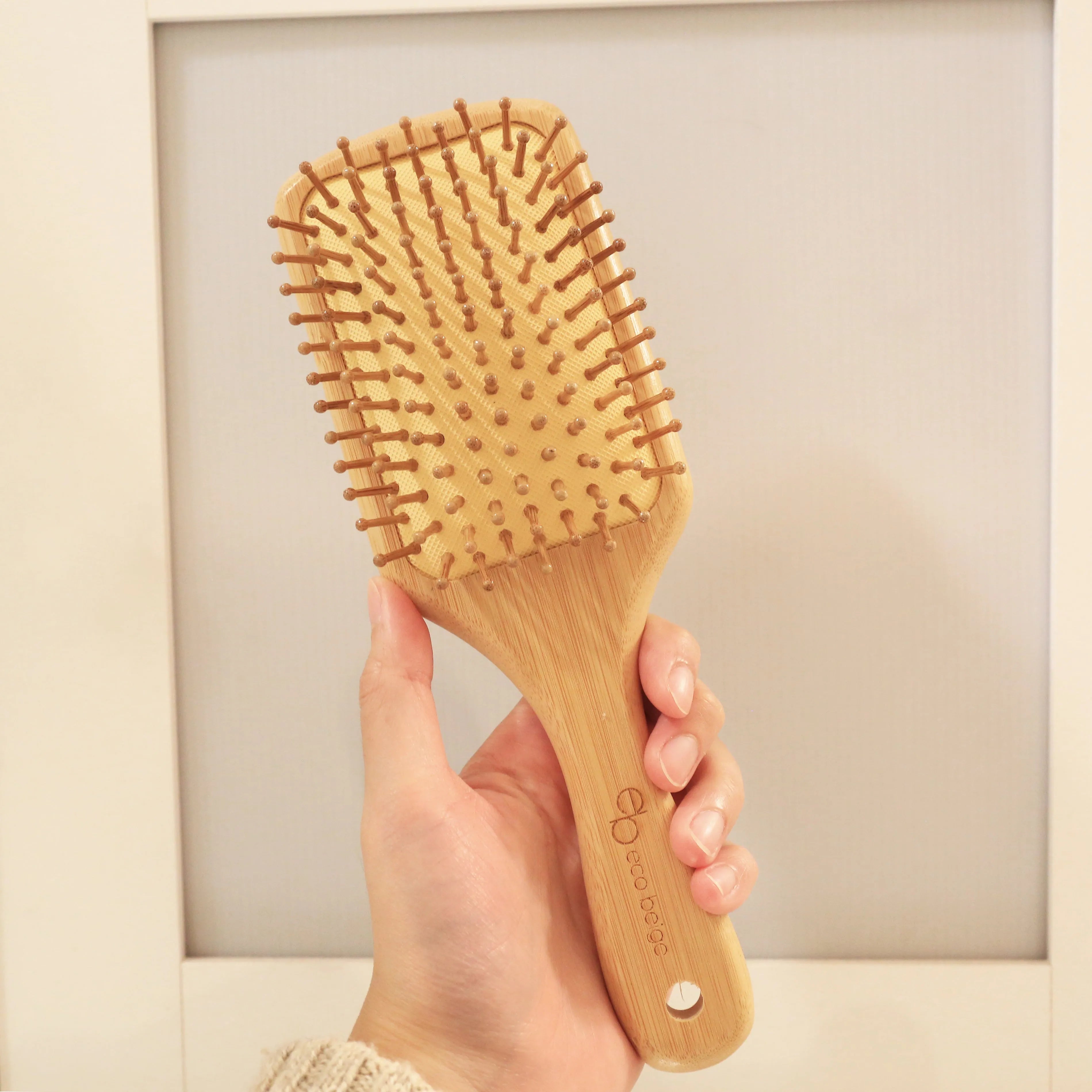  Cushioned Bamboo Hair Brush- Rectangle Eco Beige Hair Brush art-noise.myshopify.com cushioned-bamboo-hair-brush-rectangle