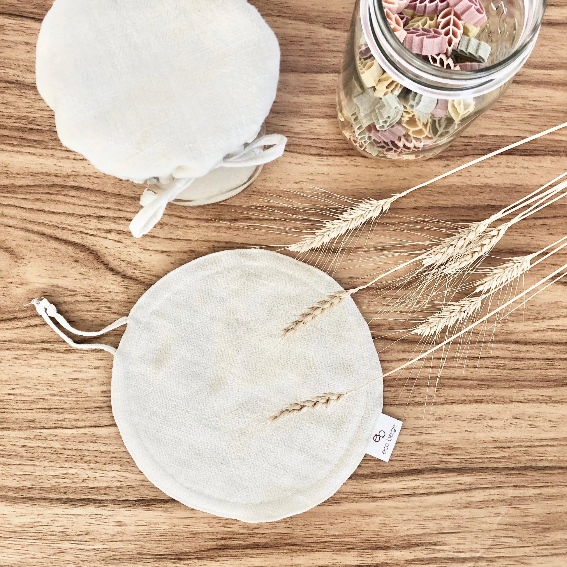  Linen Jar and Bowl Cover Eco Beige Kitchen Accessories art-noise.myshopify.com linen-jar-and-bowl-cover