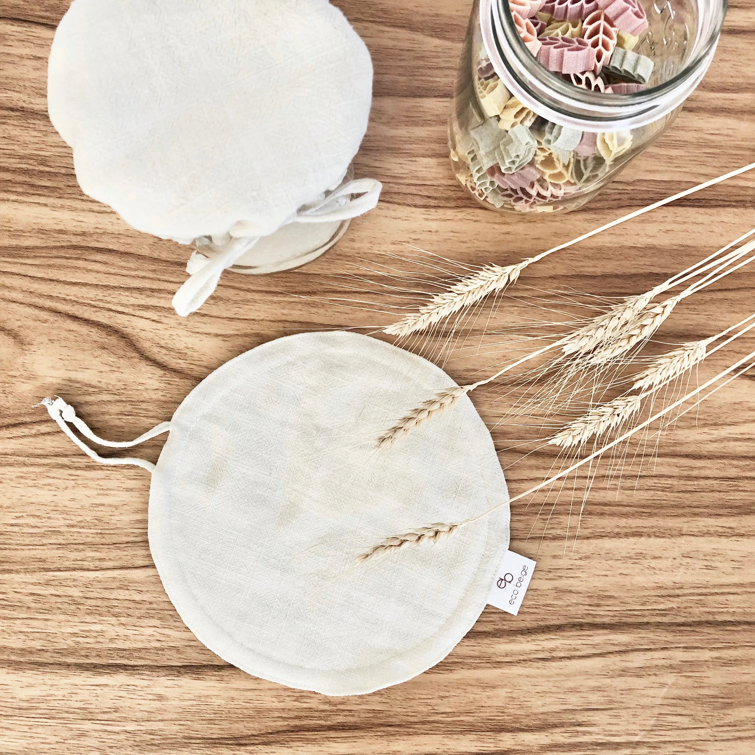  Linen Jar and Bowl Cover Eco Beige Kitchen Accessories art-noise.myshopify.com linen-jar-and-bowl-cover