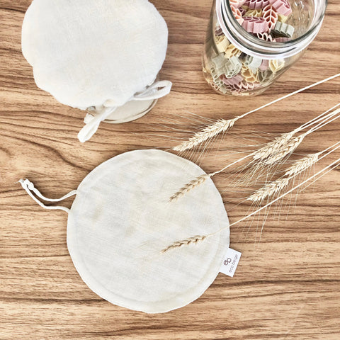  Linen Jar and Bowl Cover Eco Beige Kitchen Accessories art-noise.myshopify.com linen-jar-and-bowl-cover