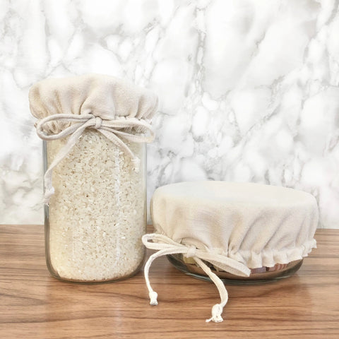  Linen Jar and Bowl Cover Eco Beige Kitchen Accessories art-noise.myshopify.com linen-jar-and-bowl-cover