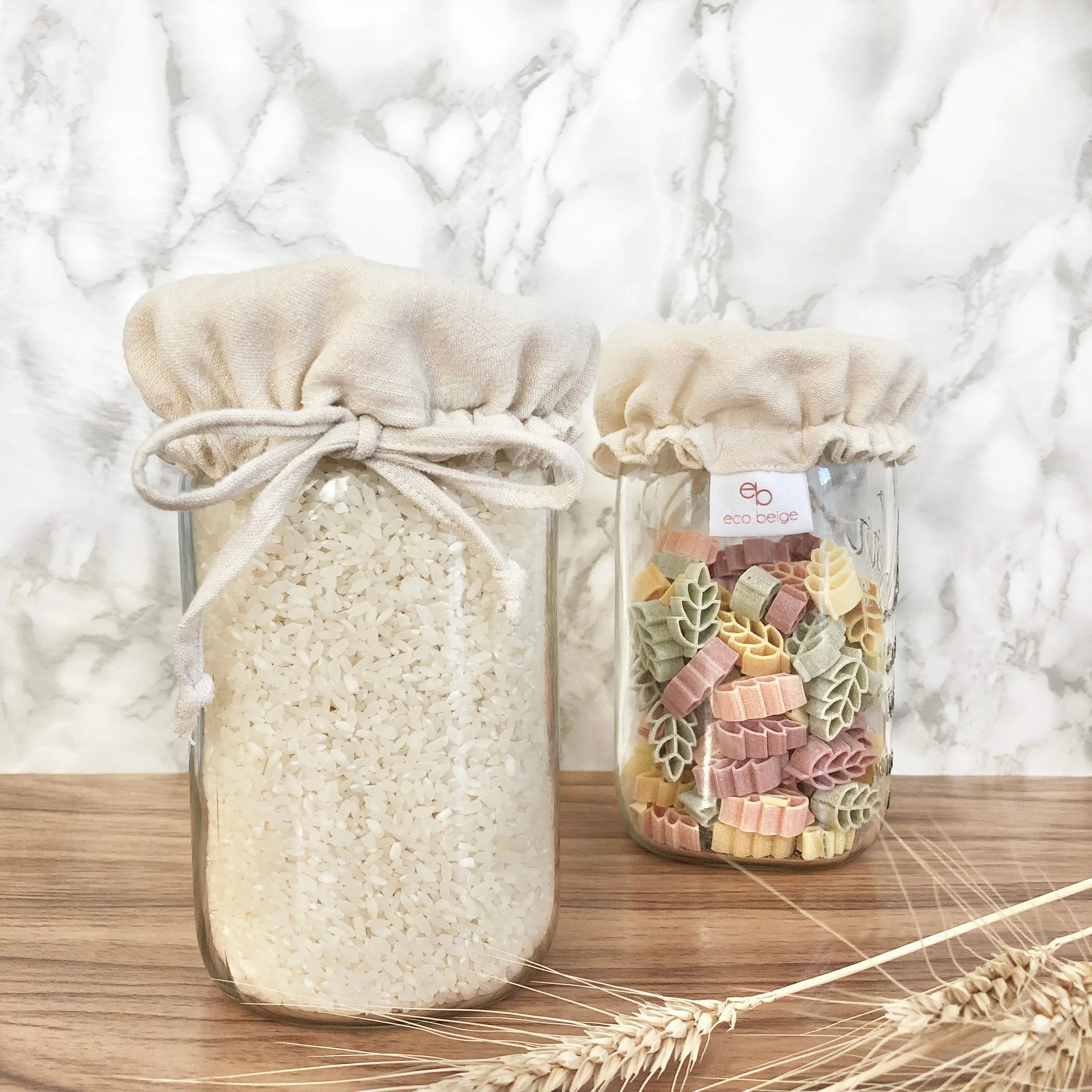  Linen Jar and Bowl Cover Eco Beige Kitchen Accessories art-noise.myshopify.com linen-jar-and-bowl-cover