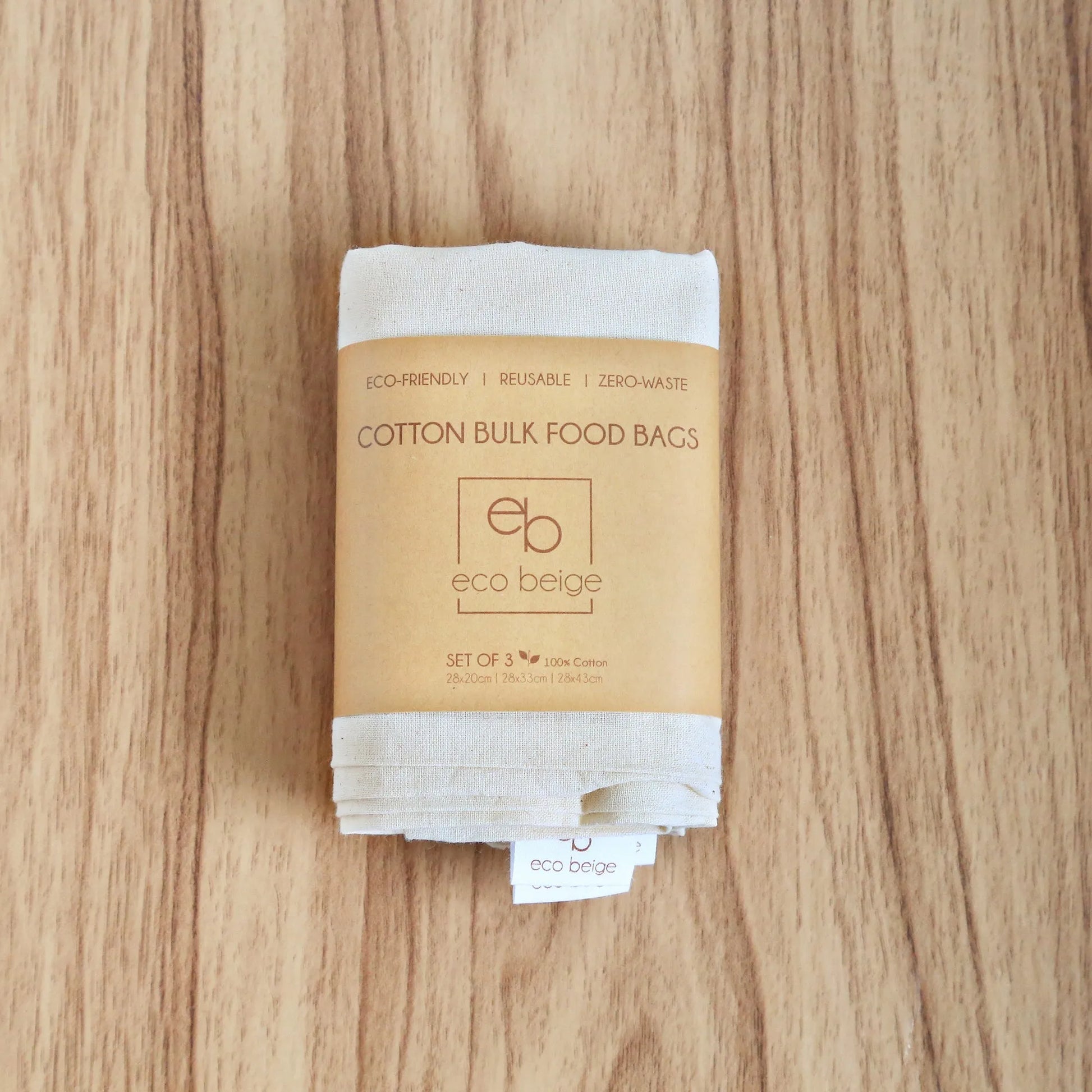  Cotton Bulk Food Bags (Set of 3) Eco Beige Reusable Bags art-noise.myshopify.com cotton-bulk-food-bags-set-of-3