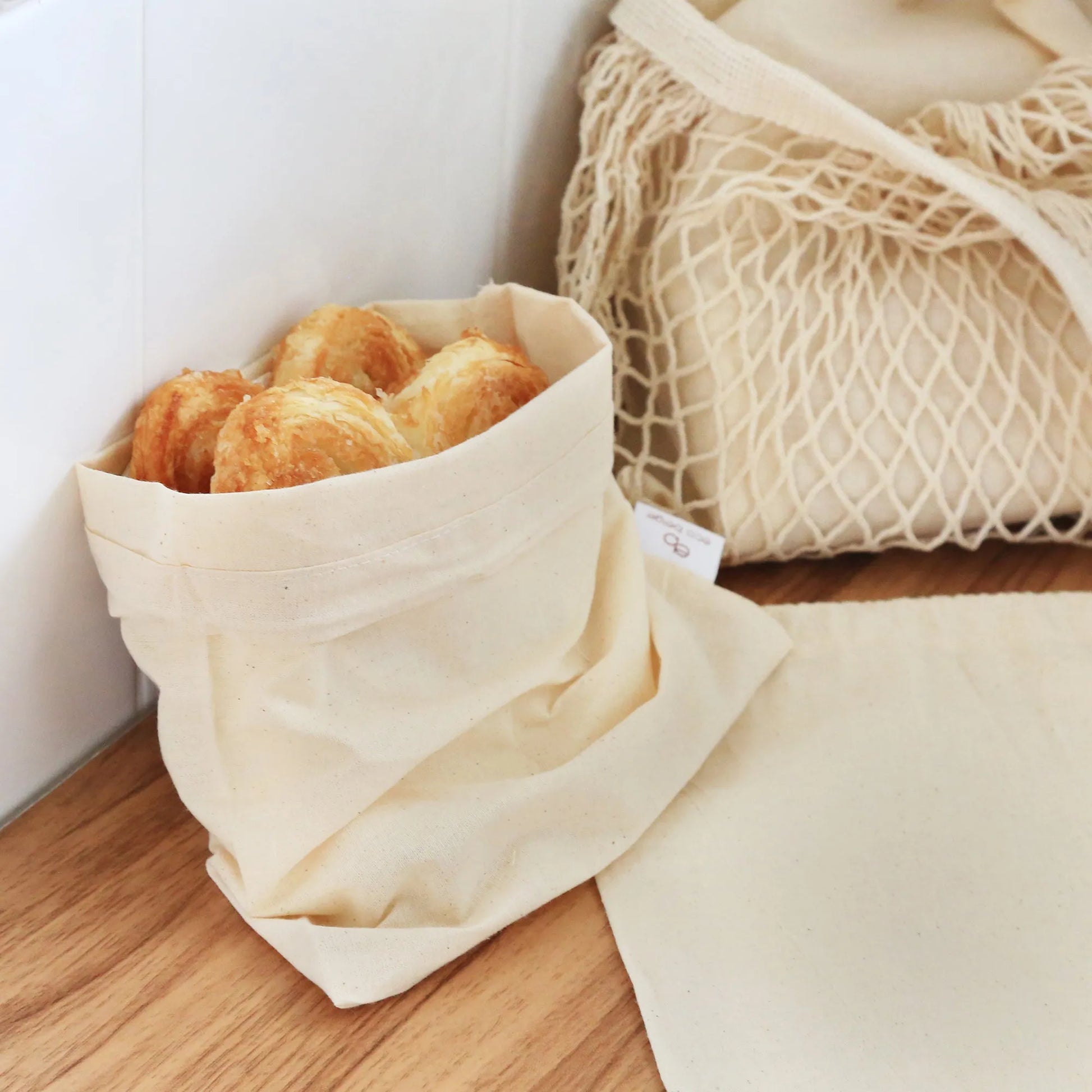  Cotton Bulk Food Bags (Set of 3) Eco Beige Reusable Bags art-noise.myshopify.com cotton-bulk-food-bags-set-of-3