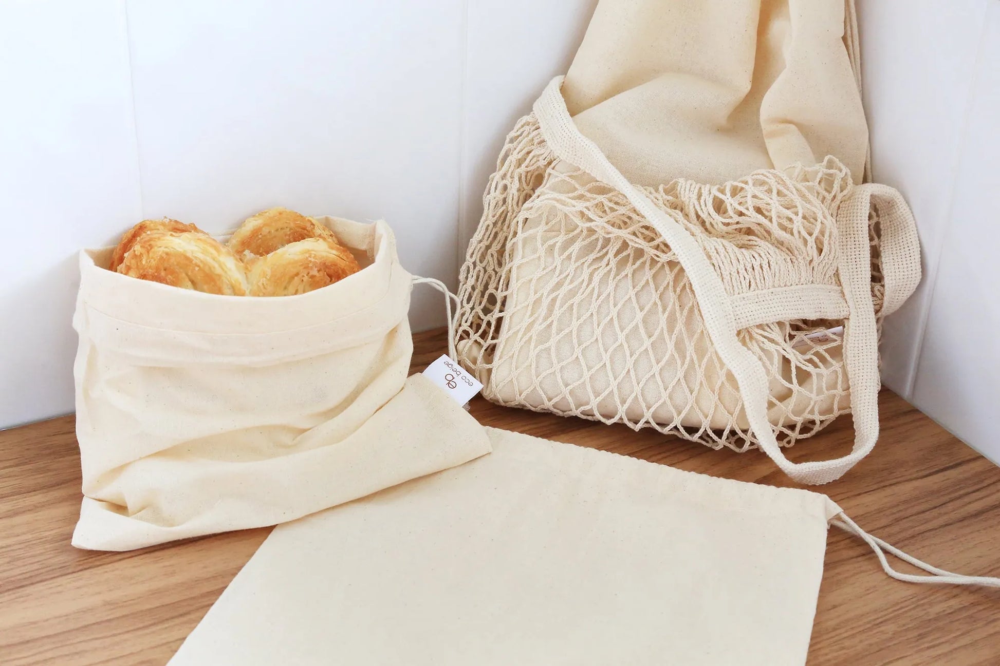 Cotton Bulk Food Bags (Set of 3) Eco Beige Reusable Bags art-noise.myshopify.com cotton-bulk-food-bags-set-of-3