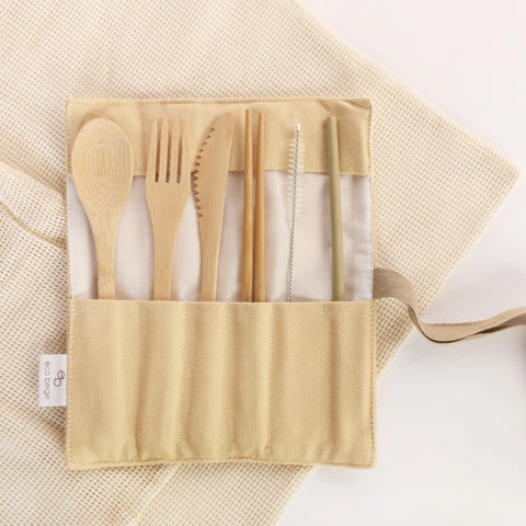  Natural Bamboo Cutlery Set Eco Beige Utensils art-noise.myshopify.com natural-bamboo-cutlery-set