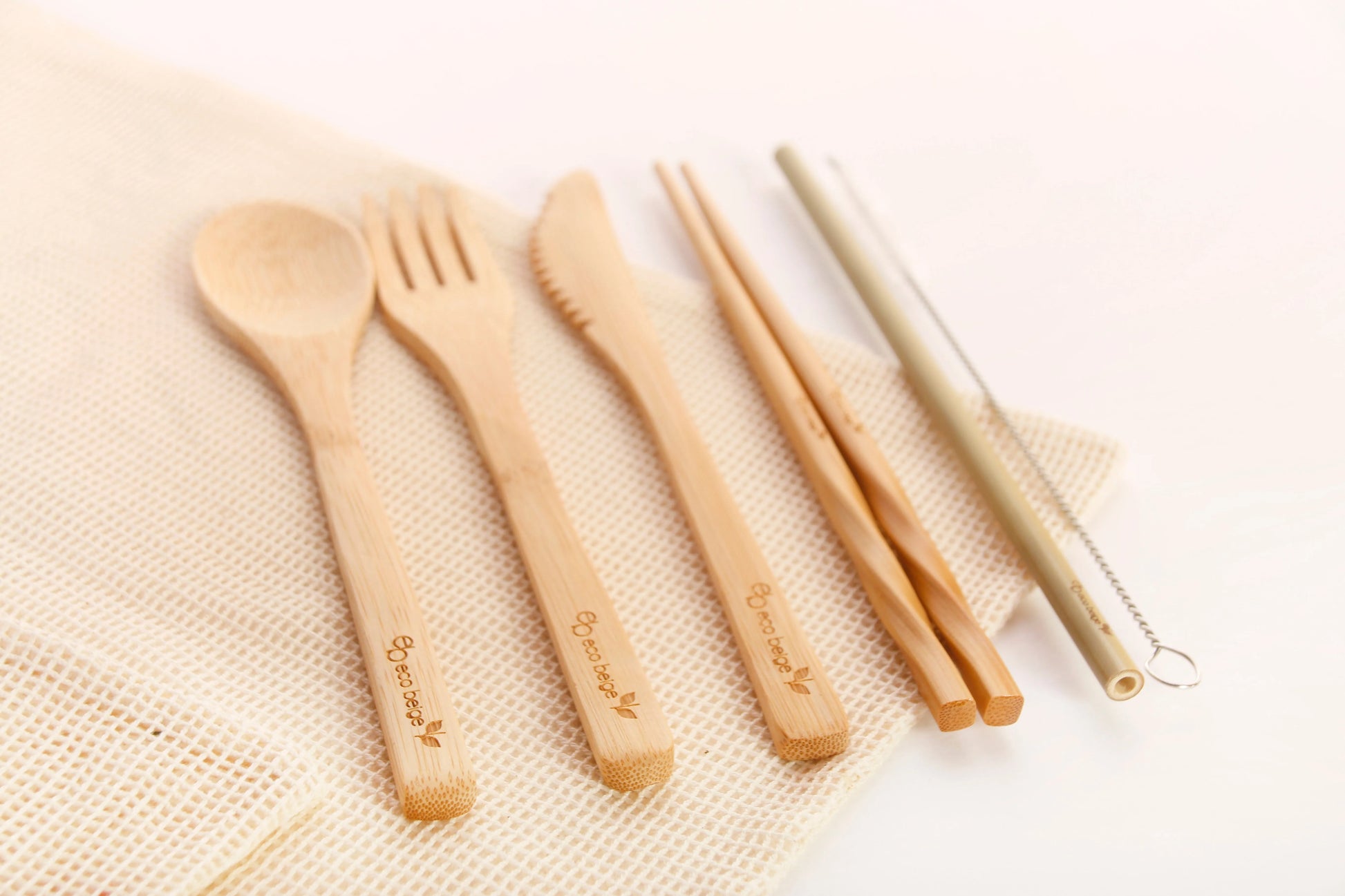  Natural Bamboo Cutlery Set Eco Beige Utensils art-noise.myshopify.com natural-bamboo-cutlery-set