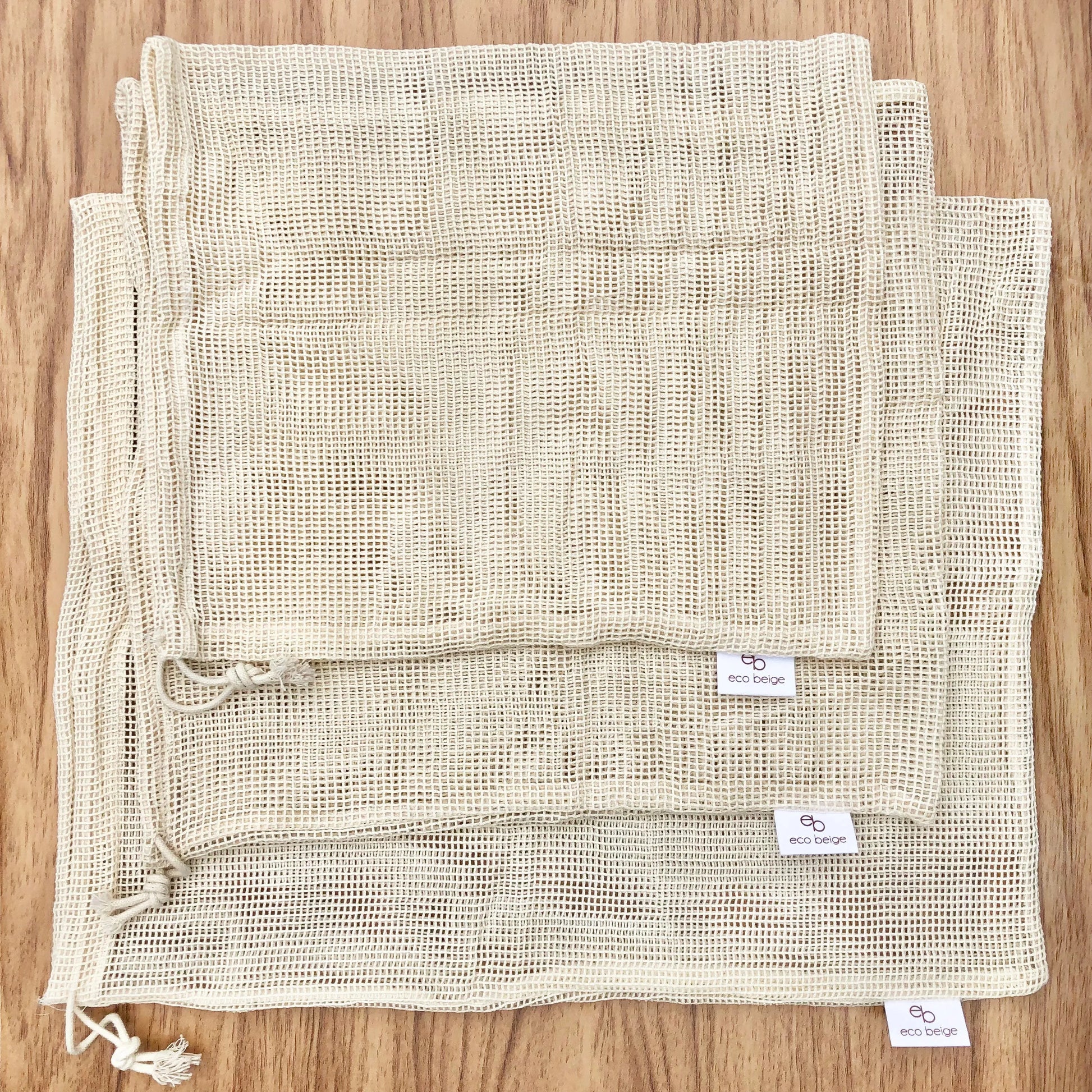  Cotton Produce Bags (Set of 3) Eco Beige Reusable Bags art-noise.myshopify.com cotton-produce-bags-set-of-3