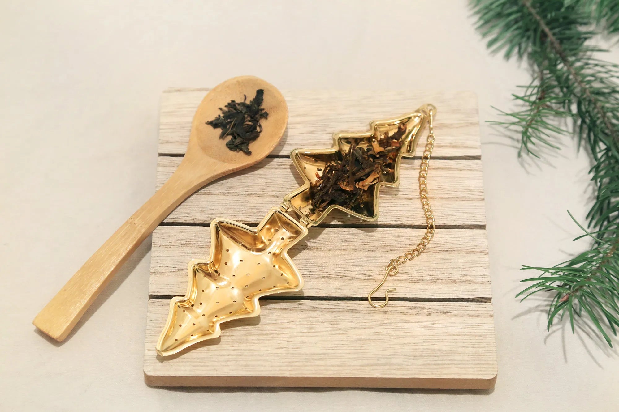  Gold Christmas Tree Tea Infuser Eco Beige Tea Infuser art-noise.myshopify.com gold-christmas-tree-tea-infuser