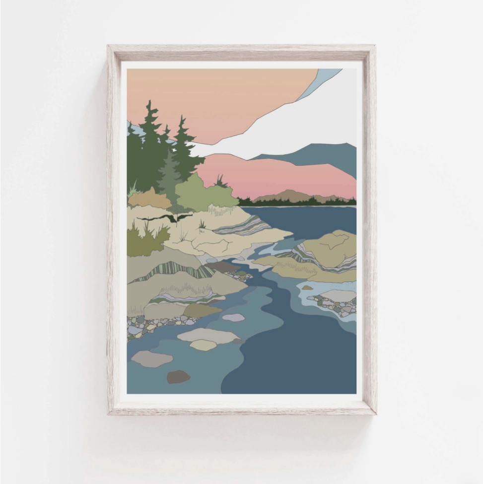 Curate Paper Co. Frank Island | Vertical Coastal Art Print | 11 X14