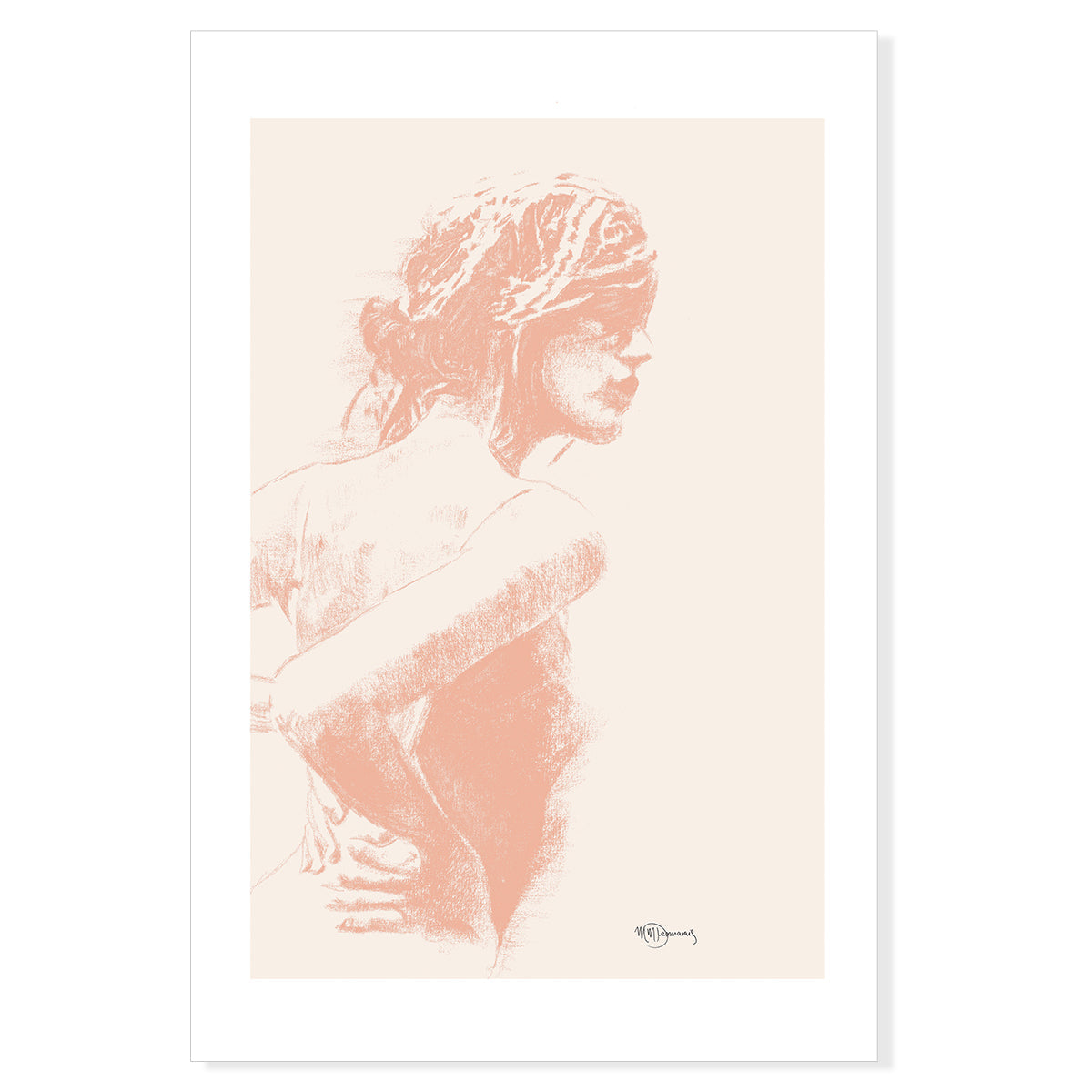 Charcoal Women Figure - Abricot on cream