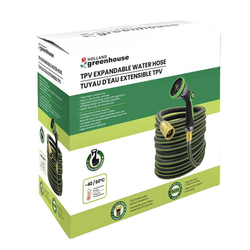 GREENHOUSE - 50' TPV EXPANDABLE HOSE WITH SPRAYER AND HANGER
