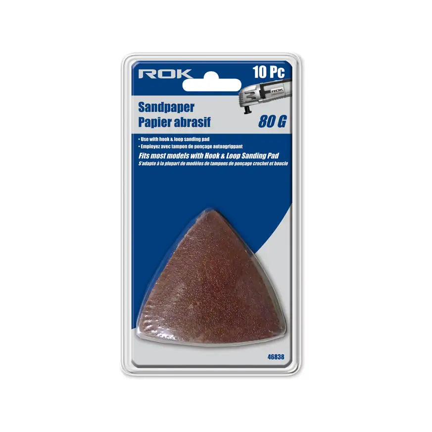 ROK - TRIANGLE SANDPAPER 80G 10 PC